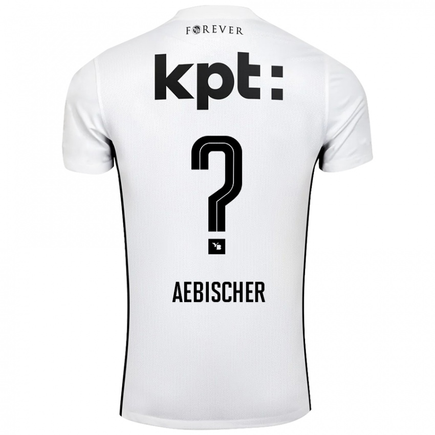 Femme Maillot Nico Aebischer #0 Blanc Noir Tenues Extérieur 2024/25 T-Shirt Suisse