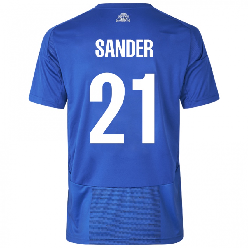 Damen Theo Sander #21 Weiß Blau Auswärtstrikot Trikot 2024/25 T-Shirt Schweiz