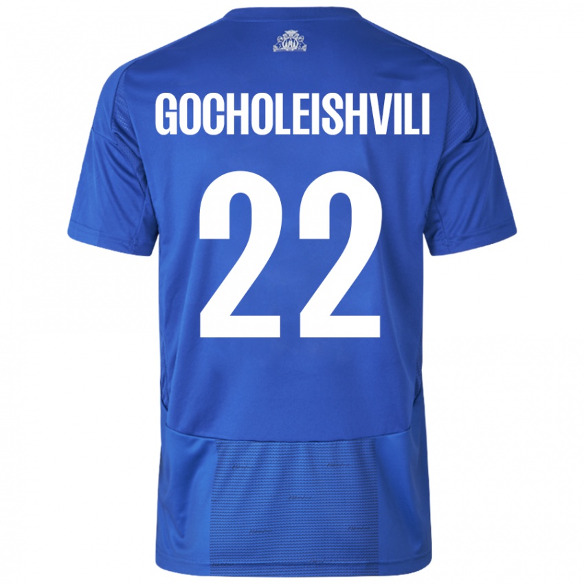 Damen Giorgi Gocholeishvili #22 Weiß Blau Auswärtstrikot Trikot 2024/25 T-Shirt Schweiz