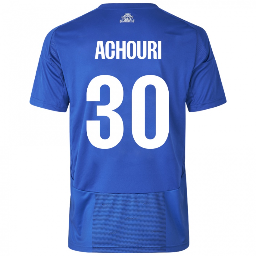 Damen Elias Achouri #30 Weiß Blau Auswärtstrikot Trikot 2024/25 T-Shirt Schweiz