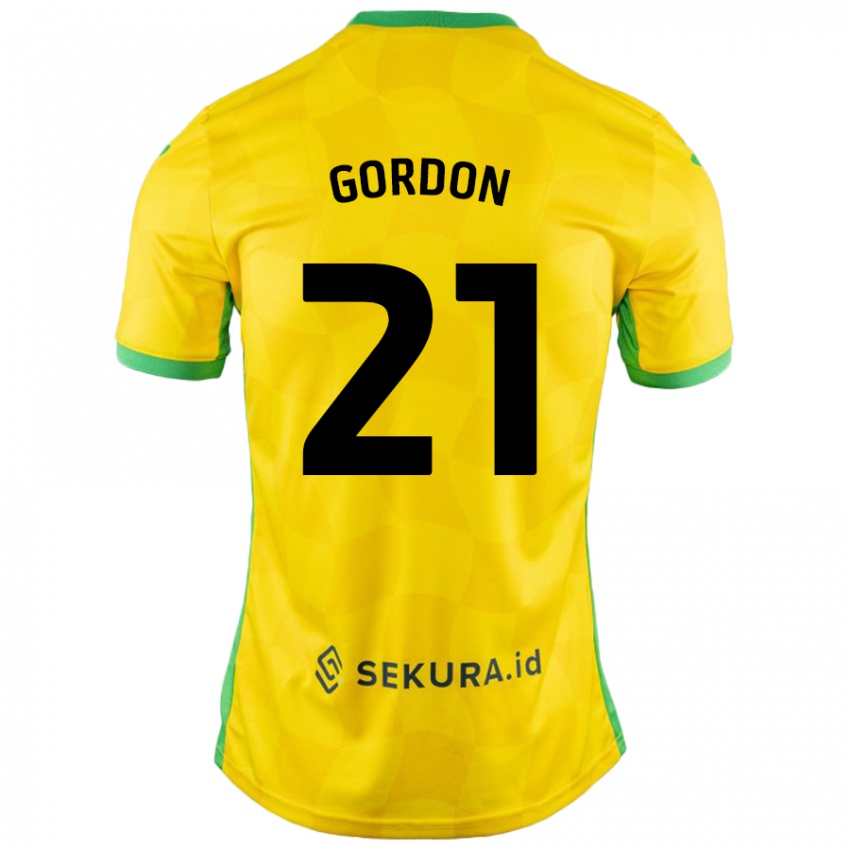 Kinder Kaide Gordon #21 Gelb Grün Heimtrikot Trikot 2024/25 T-Shirt Schweiz