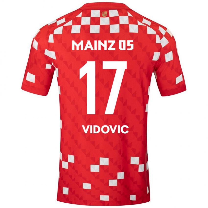 Enfant Maillot Gabriel Vidovic #17 Blanc Rouge Tenues Domicile 2024/25 T-Shirt Suisse