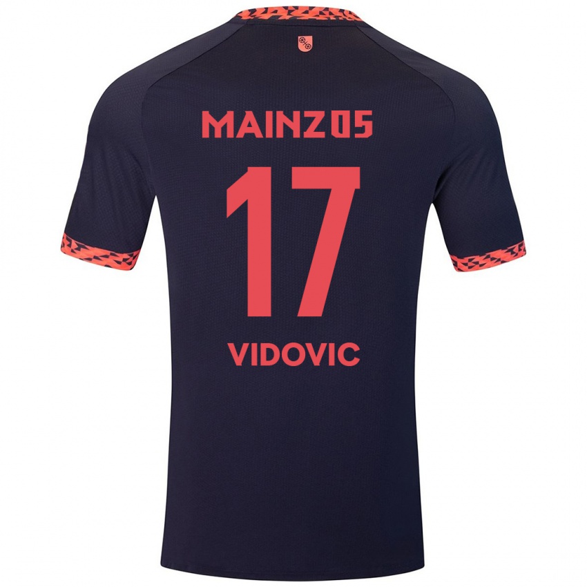 Enfant Maillot Gabriel Vidovic #17 Bleu Corail Rouge Tenues Extérieur 2024/25 T-Shirt Suisse