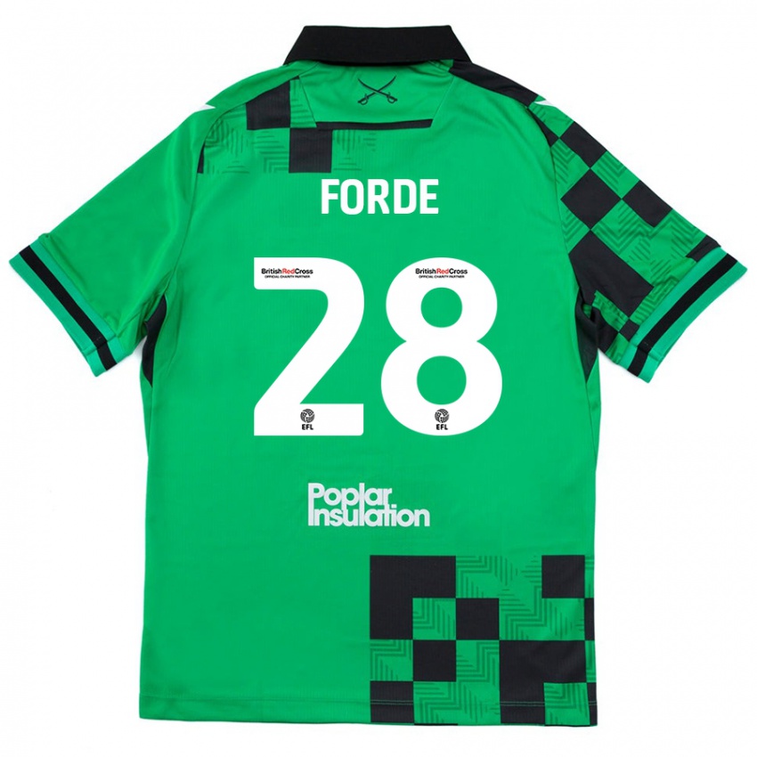 Enfant Maillot Shaqai Forde #28 Vert Noir Tenues Extérieur 2024/25 T-Shirt Suisse