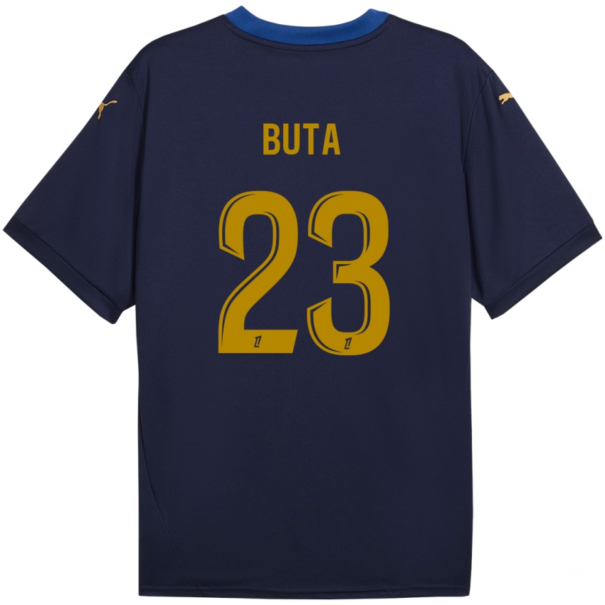 Enfant Maillot Aurélio Buta #23 Bleu Marine Doré Tenues Extérieur 2024/25 T-Shirt Suisse