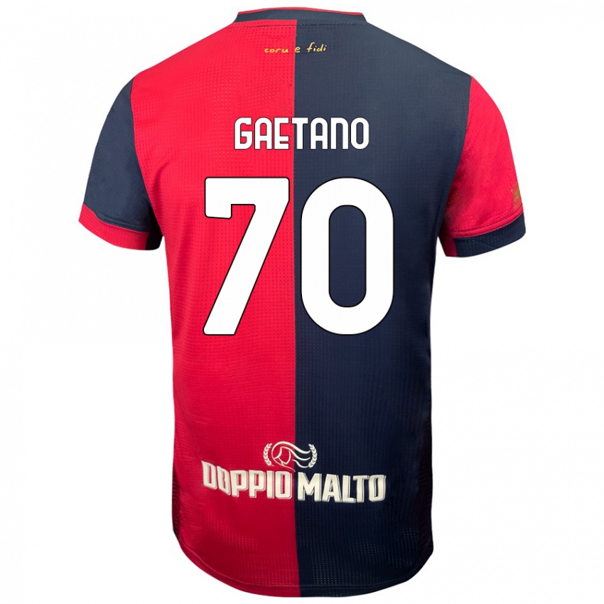 Homme Maillot Gianluca Gaetano #70 Rouge Bleu Foncé Tenues Domicile 2024/25 T-Shirt Suisse