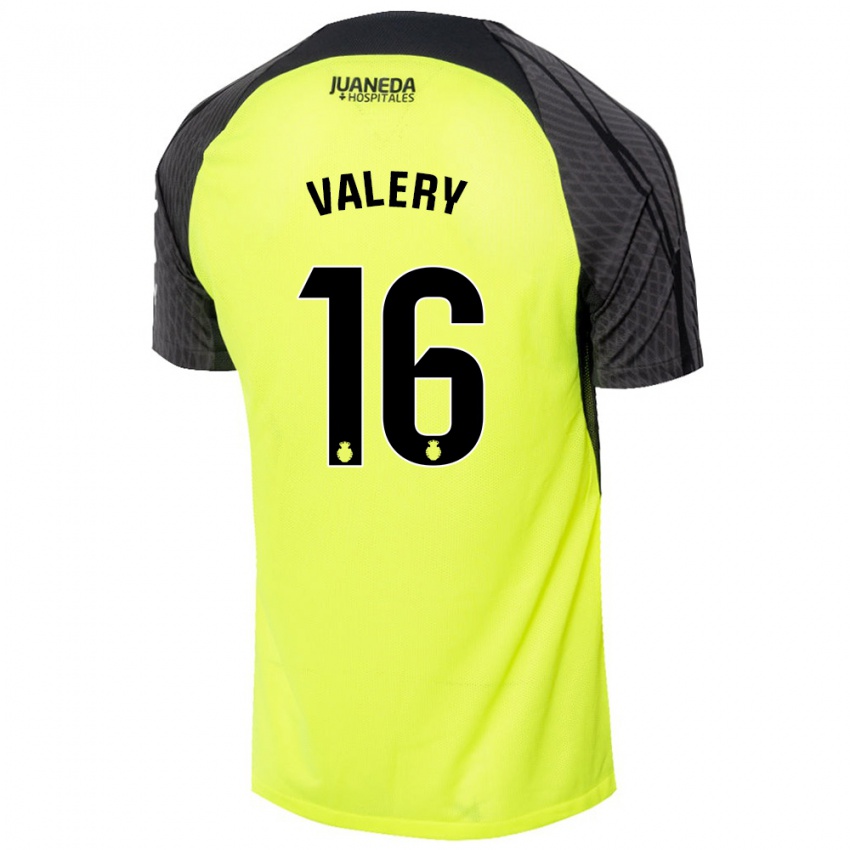 Femme Maillot Valery Fernández #16 Vert Fluo Noir Tenues Extérieur 2024/25 T-Shirt Suisse