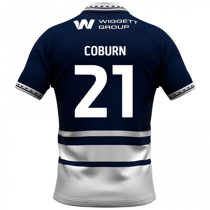 Femme Maillot Josh Coburn #21 Bleu Marine Blanc Tenues Domicile 2024/25 T-Shirt Suisse